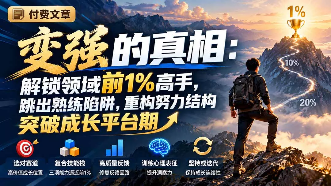 付费文章：变强的真相：解锁领域前1%高手，跳出熟练陷阱，重构努力结构突破成长平台期-易创网