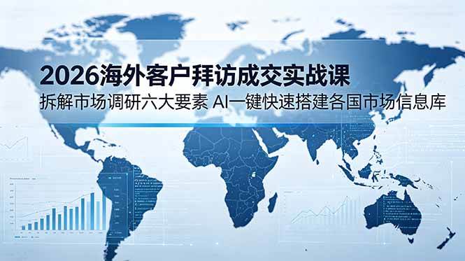 （18992期）2026海外客户拜访成交实战课：拆解市场调研六大要素，AI一键快速搭建各国市场信息库-易创网