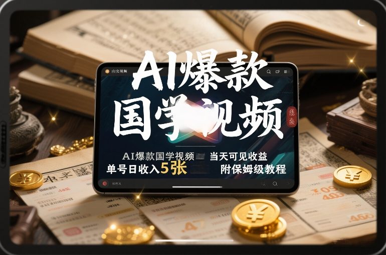 AI爆款国学视频，独家起号方法，小白直接上手，当天可见收益，单号日收入5张+附保姆级教程网赚项目-副业赚线-互联网创业-资源整合易创网
