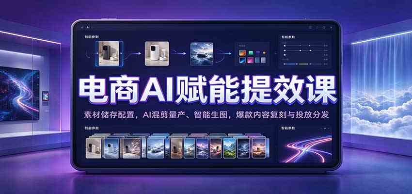 电商AI赋能提效课：素材储存配置，AI混剪量产、智能生图，爆款内容复刻与投放分发-易创网
