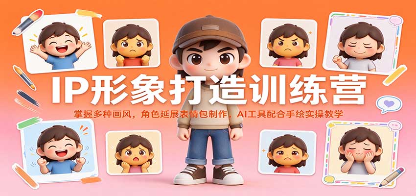 IP形象打造训练营：掌握多种画风，角色延展表情包制作，AI工具配合手绘实操教学-易创网
