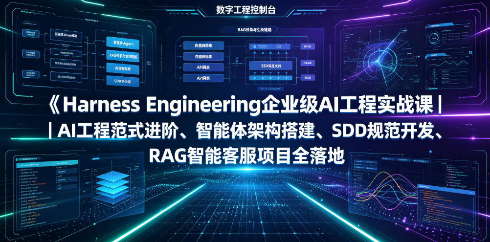 Harness Engineering企业级AI工程实战课｜AI工程范式进阶、智能体架构搭建、SDD规范开发、RAG智能客服项目全落地-易创网