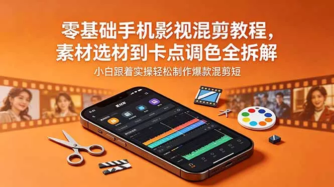 零基础手机影视混剪教程，素材选材到卡点调色全拆解，小白跟着实操轻松制作爆款混剪短片-易创网