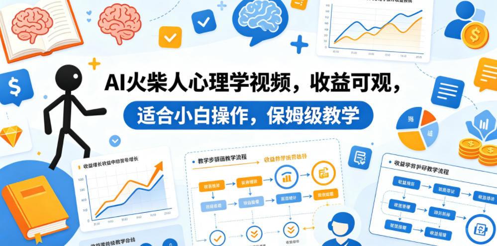 AI火柴人心理学视频，收益可观，适合小白操作，保姆级教学-易创网