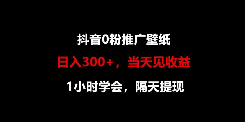 日入300+，抖音0粉推广壁纸，1小时学会，当天见收益，隔天提现-云创网
