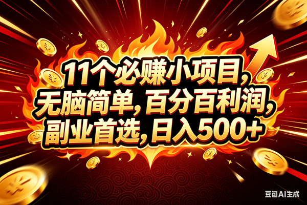 （18245期）11个必赚钱的小项目，百分百赚米，无脑简单，副业首选，日入300+-易创网