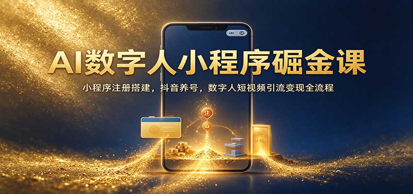 AI数字人小程序掘金课：小程序注册搭建，抖音养号，数字人短视频引流变现全流程-易创网