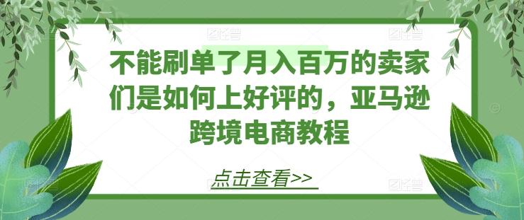 不能刷单了月入百万的卖家们是如何上好评的，亚马逊跨境电商教程网赚项目-副业赚线-互联网创业-资源整合易创网