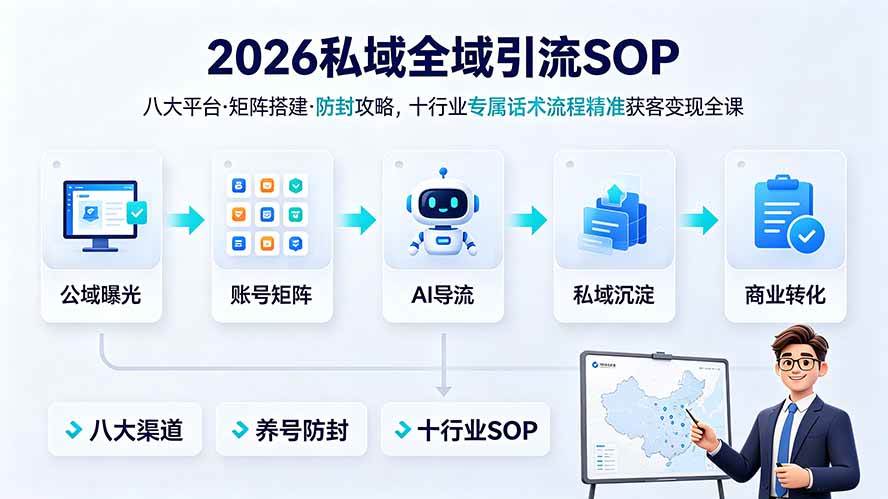 （19248期） 2026私域全域引流SOP｜八大平台·矩阵搭建·防封攻略，十行业专属话术流程精准获客变现全课-易创网
