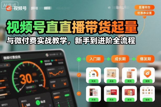 视频号直播带货起量与微付费实战教学，新手到进阶全流程（更新26年10月）-易创网