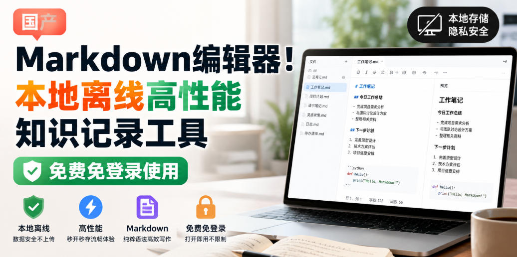 国产Markdown编辑器！本地离线高性能知识记录工具，免费免登录使用-易创网