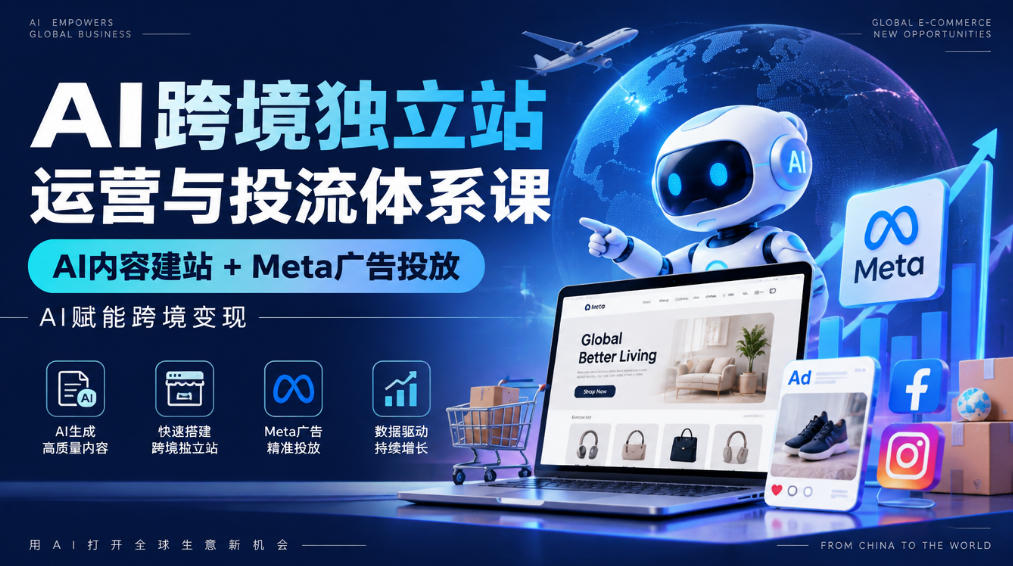 AI跨境独立站运营与投流体系课｜AI内容建站+Meta广告投放，AI赋能跨境变现-易创网