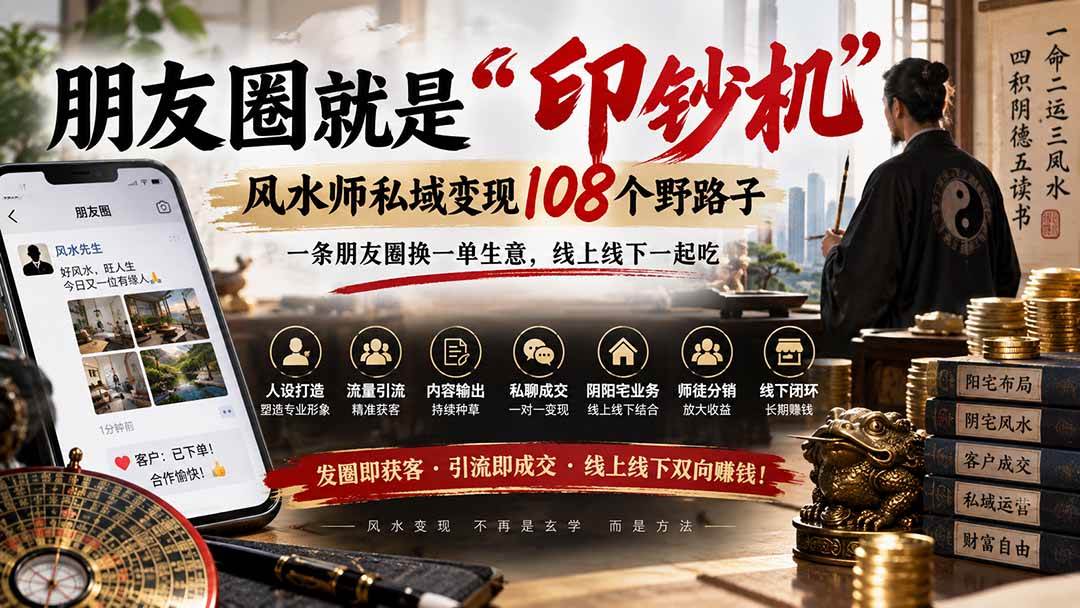 （20464期）朋友圈就是“印钞机”，风水师私域变现108个野路子，一条朋友圈换一单生意，线上线下一起吃【文档】-易创网