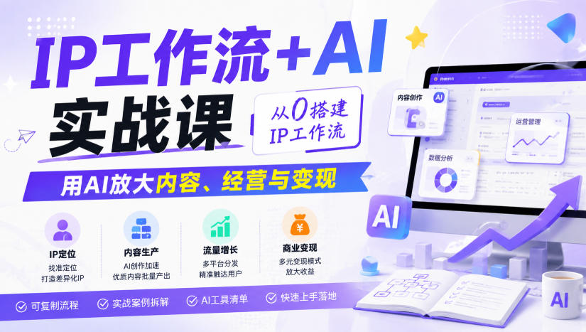 IP工作流+AI实战课，从0搭建IP工作流，用AI放大内容、经营与变现-易创网