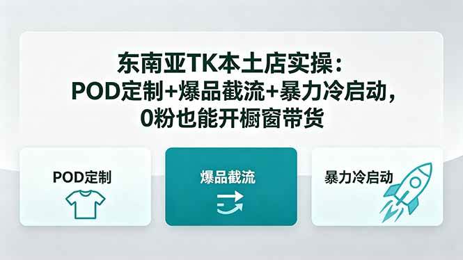 （18381期）东南亚TK本土店实操：POD定制+爆品截流+暴力冷启动，0粉也能开橱窗带货-易创网