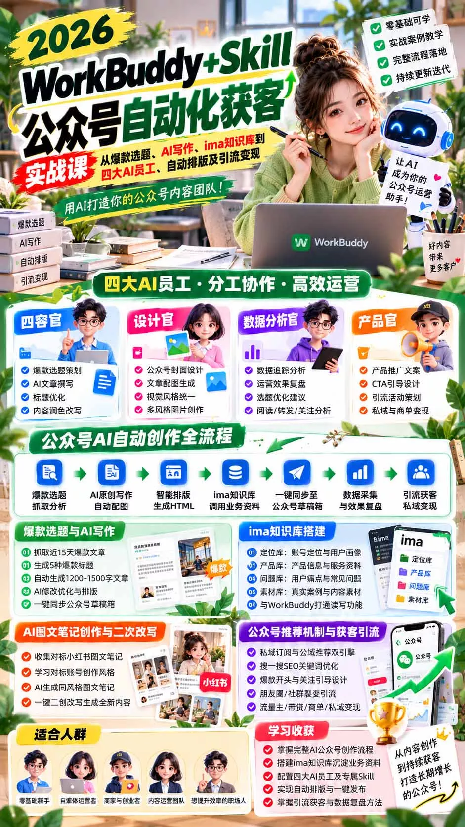 WorkBuddy + Skill公众号自动化获客实战课：从爆款选题、AI写作、ima知识库到四大AI员工、自动排版及引流变现-易创网