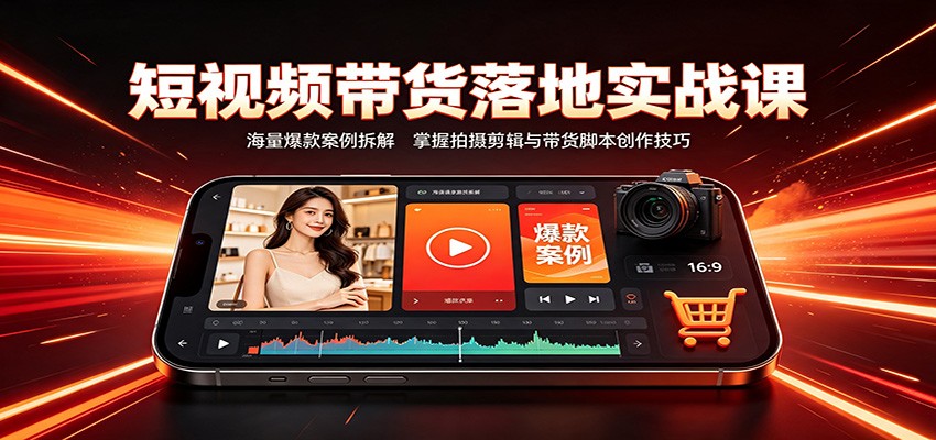 短视频带货落地实战课：海量爆款案例拆解，掌握拍摄剪辑与带货脚本创作技巧-易创网