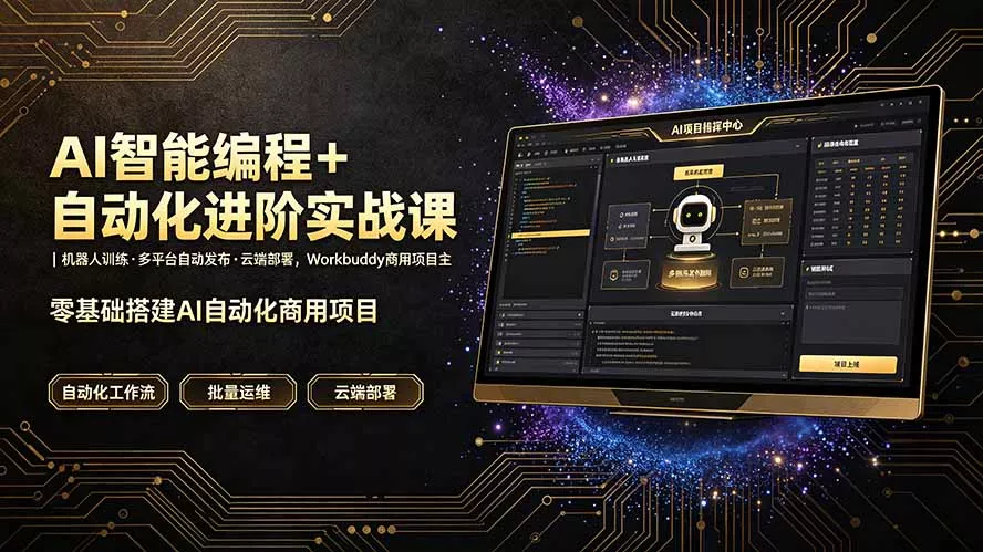 AI智能编程+自动化进阶实战课｜机器人训练·多平台自动发布·云端部署，Workbuddy商用项目全流程教学-易创网