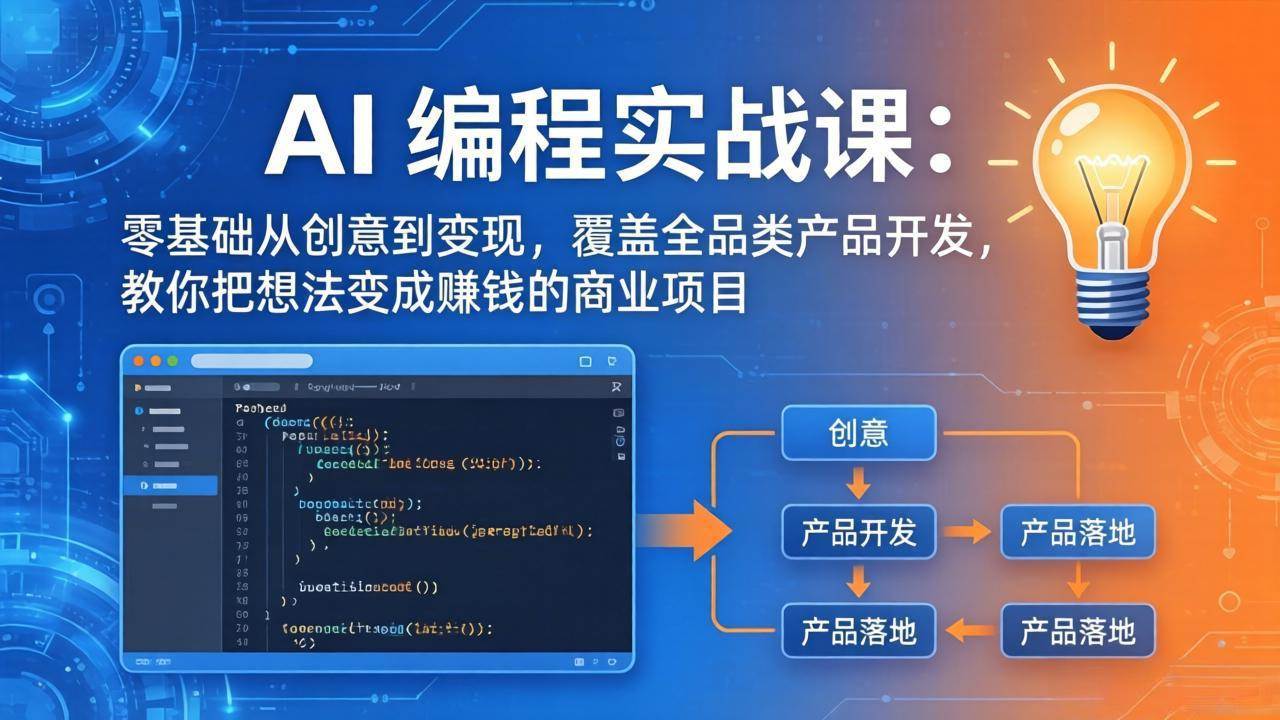 （18469期）AI编程实战课-第三期-5月9更新：零基础从创意到变现，覆盖全品类产品开发，把想法变成赚钱项目-易创网