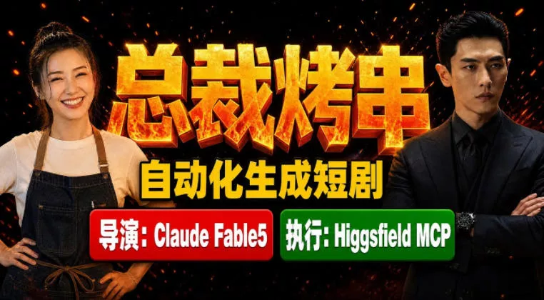 Claude Fable5担任导演+Higgsfield MCP落地执行｜《总裁烤串》真人质感短剧全自动AI生成全流程教学-易创网