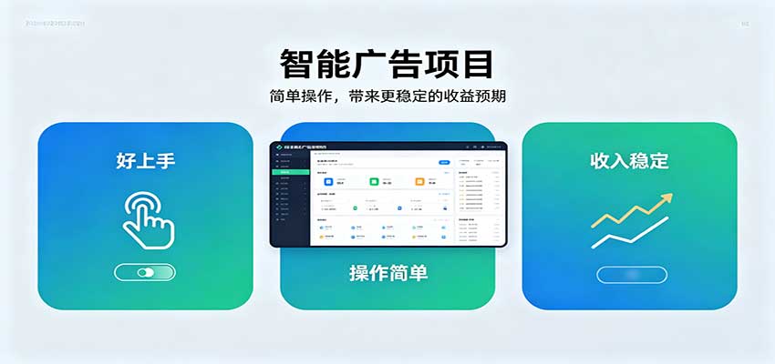智能广告挂机项目，操作简单上手快，收益稳定可持续。稳定日入300+-易创网