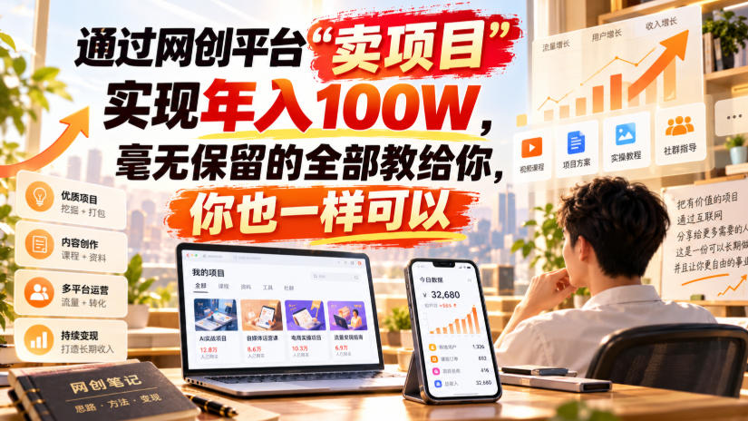 通过网创平台“卖项目”实现年入百万，毫无保留的全部教给你！-易创网
