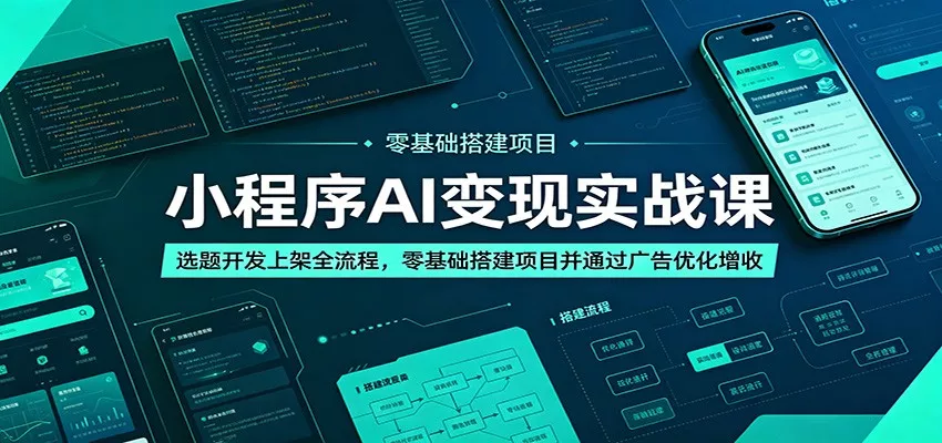 小程序AI变现实战课：选题开发上架全流程，零基础搭建项目并通过广告优化增收-易创网