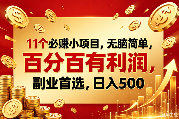 （18851期）11个必赚的小项目，百分百赚元子，无脑简单，副业首选，日入500+-易创网