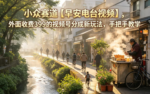 小众赛道【早安电台视频】，外面收费399的视频号分成新玩法，手把手教学-易创网
