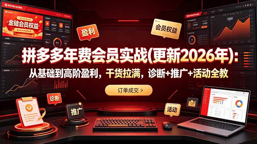 （19290期）拼多多年费会员实战(更新2026年)：从基础到高阶盈利，干货拉满，诊断+推广+活动全教-易创网