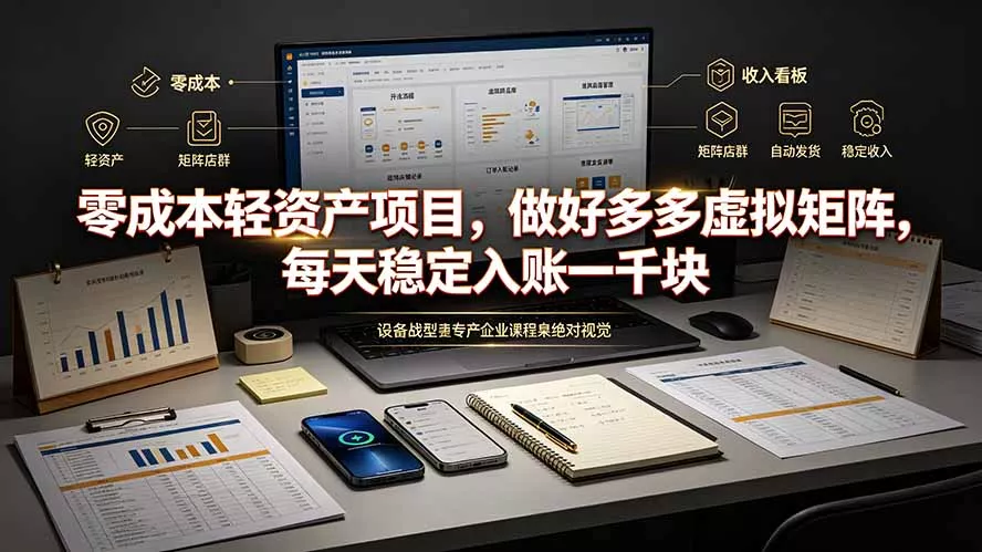 零成本轻资产项目，做好多多虚拟矩阵，每天稳定入账一千块-易创网