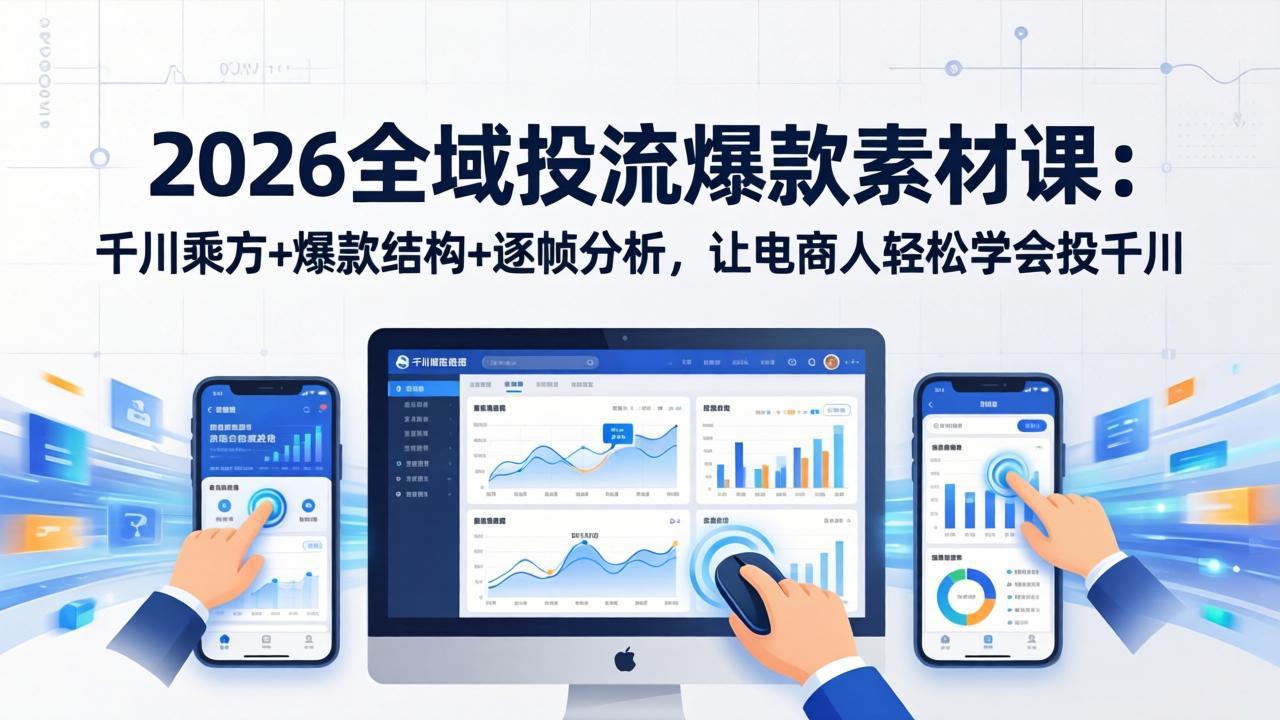 2026全域投流爆款素材课：千川乘方+爆款结构+逐帧分析，让电商人轻松学会投千川-易创网