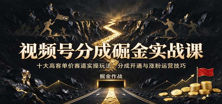 视频号分成掘金实战课：十大高客单价赛道实操玩法，分成开通与涨粉运营技巧-易创网