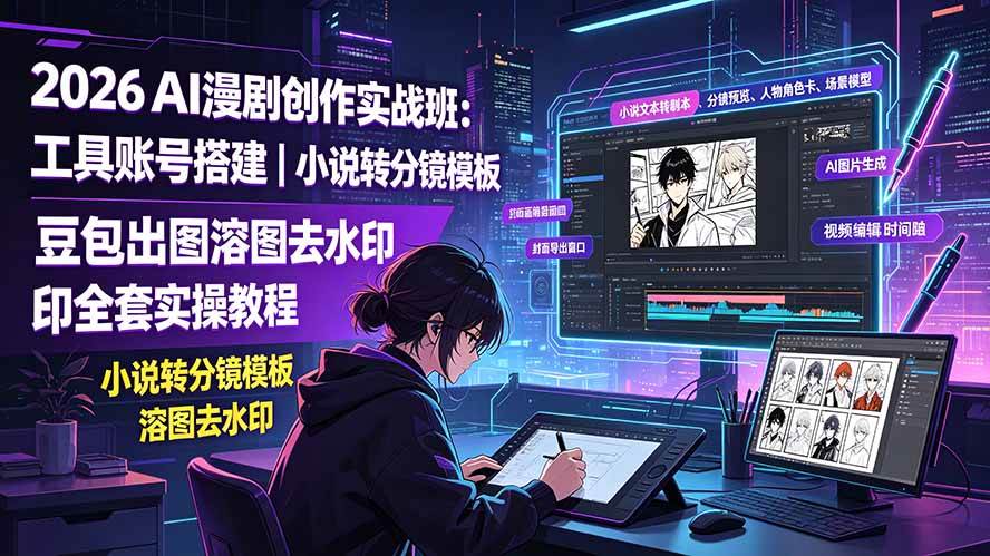 （19433期）2026AI漫剧创作实战班：工具账号搭建｜小说转分镜模板｜豆包出图溶图去水印全套实操教程-易创网