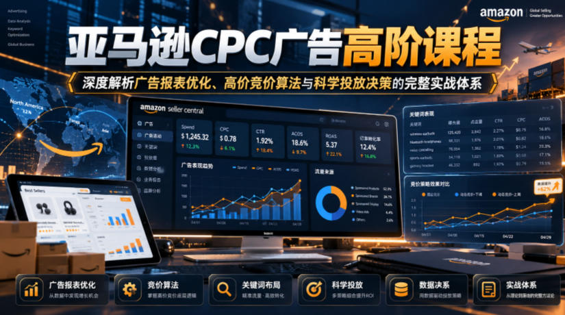 亚马逊CPC广告高阶课程，深度解析广告报表优化、高价竞价算法与科学投放决策的完整实战体系-易创网