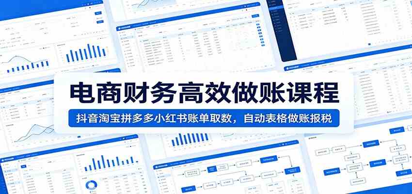 电商财务高效做账课程：抖音淘宝拼多多小红书账单取数，自动表格做账报税-易创网
