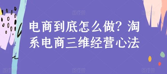 电商到底怎么做？淘系电商三维经营心法网赚项目-副业赚线-互联网创业-资源整合易创网