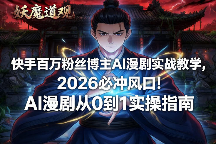 快手百万粉丝博主AI漫剧实战教学，2026必冲风口！AI漫剧从0到1实操指南网赚项目-副业赚线-互联网创业-资源整合易创网