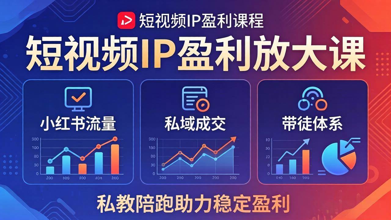 （18138期）短视频IP盈利放大课：小红书流量+私域成交+带徒体系，私教陪跑助力稳定盈利-易创网