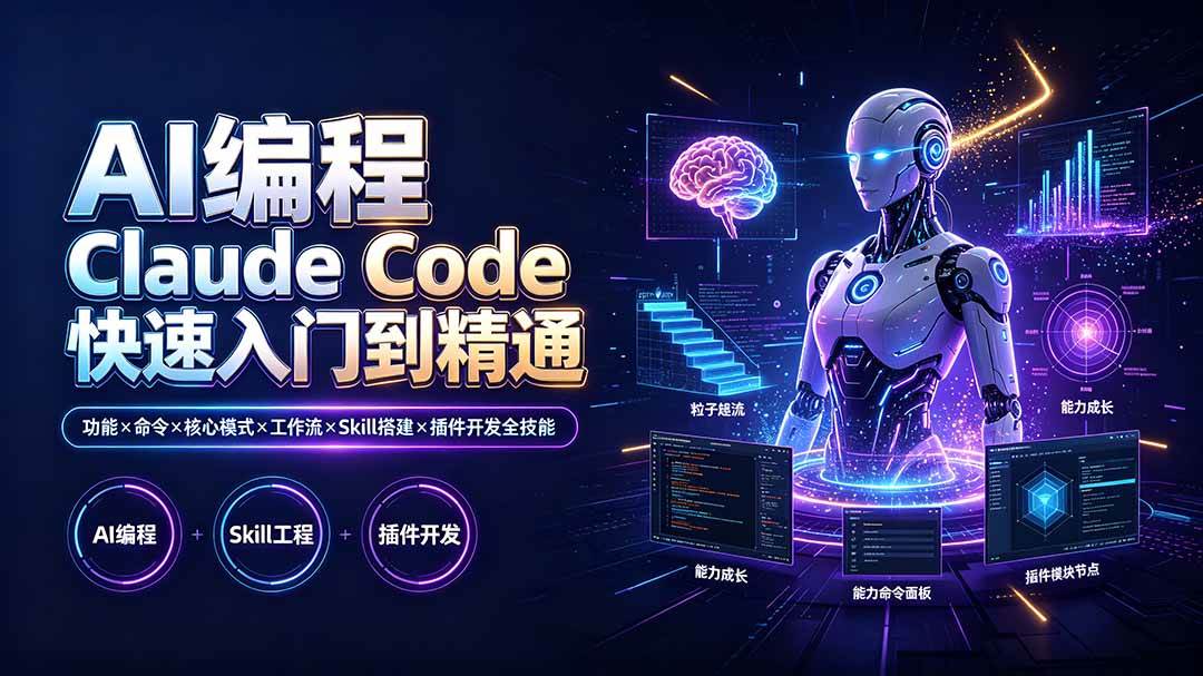 （19306期）AI编程 Claude Code快速入门到精通：功能×命令×核心模式×工作流×Skill搭建×插件开发全技能-易创网