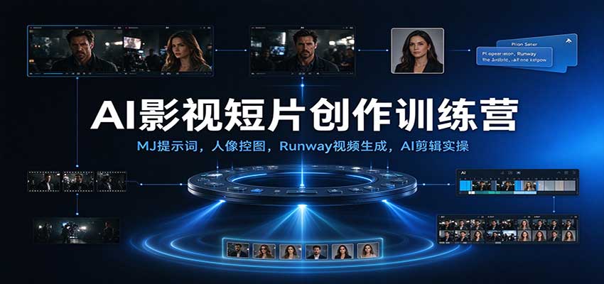 AI影视短片创作训练营：MJ提示词，人像控图，Runway视频生成，AI剪辑实操-易创网