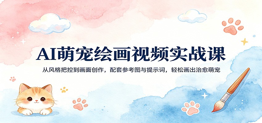 AI萌宠绘画视频实战课：从风格把控到画面创作，配套参考图与提示词，轻松画出治愈萌宠-易创网