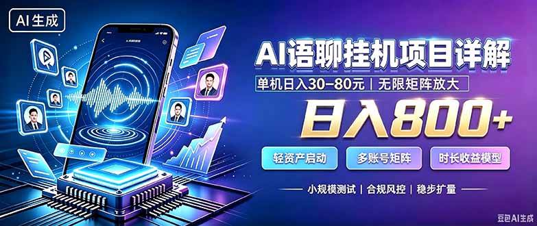 （20314期）AI语聊挂机，日入800+，适用个人副业，工作室矩阵操作-易创网