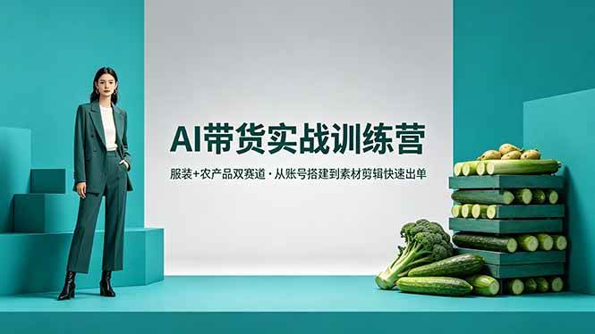 （18355期）AI带货实战训练营，服装+农产品双赛道，从账号搭建到素材剪辑快速出单-易创网
