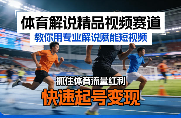 体育解说精品视频赛道，教你用专业解说赋能短视频，抓住体育流量红利，快速起号变现-易创网