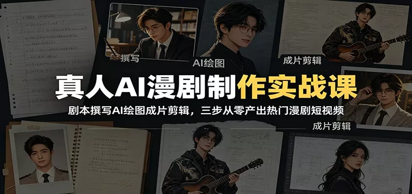 真人AI漫剧制作实战课：剧本撰写AI绘图成片剪辑，三步从零产出热门漫剧短视频-易创网