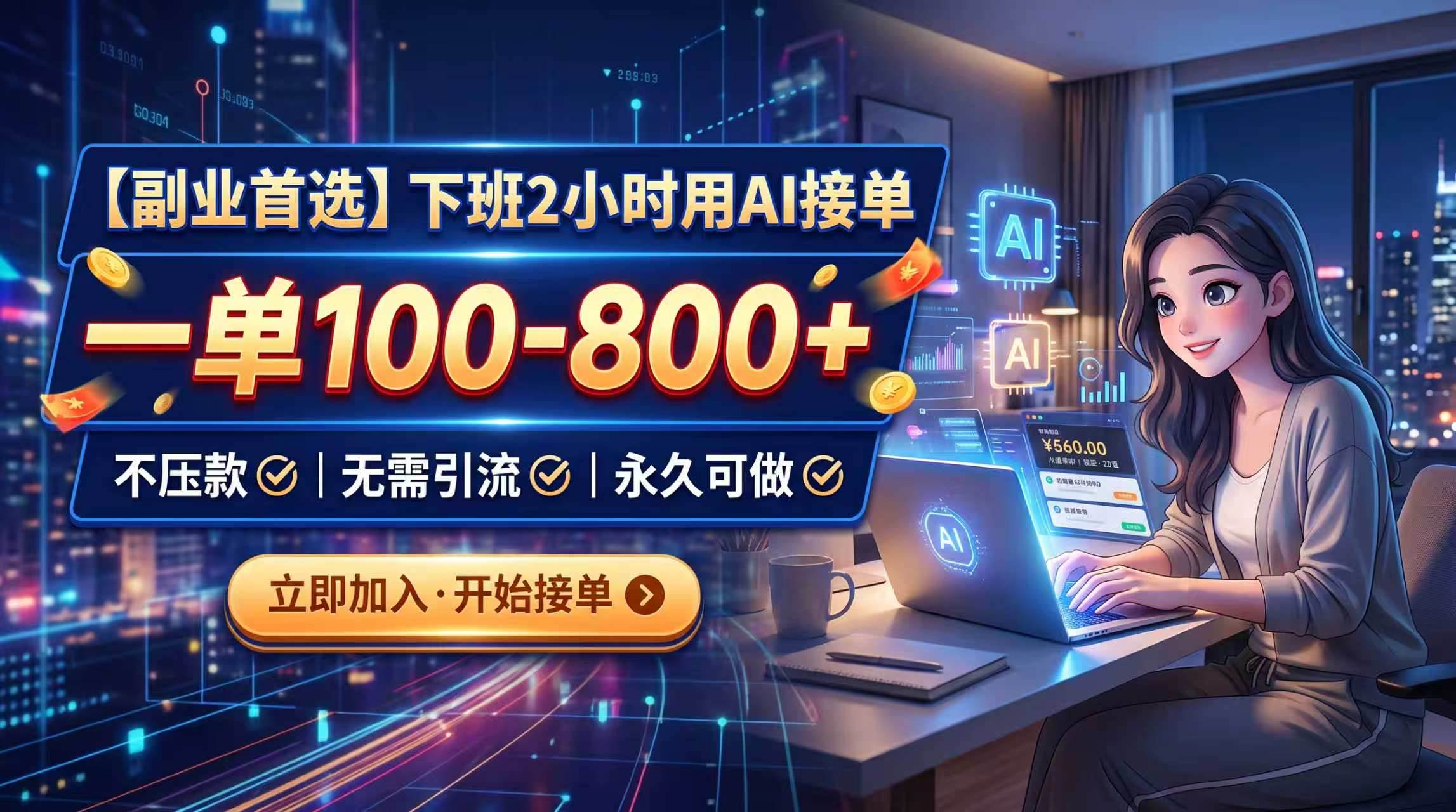 （20243期）下班2小时用AI接单，一单100-800+，不压款，无需引流，永久可做-易创网