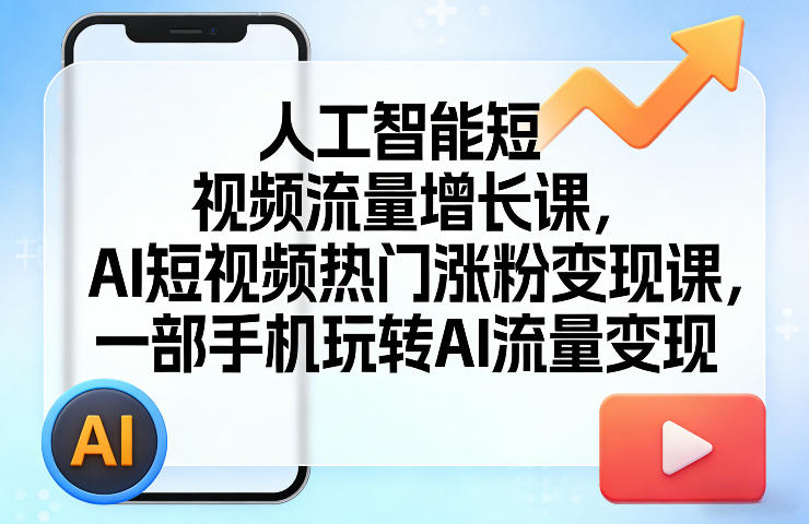 人工智能短视频流量增长课，AI短视频热门涨粉变现课，一部手机玩转AI流量变现-易创网