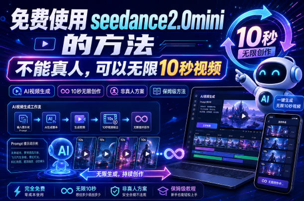 免费使用seedance2.0mini的方法，不能真人，可以无限10秒视频，9图+3音频参考-易创网