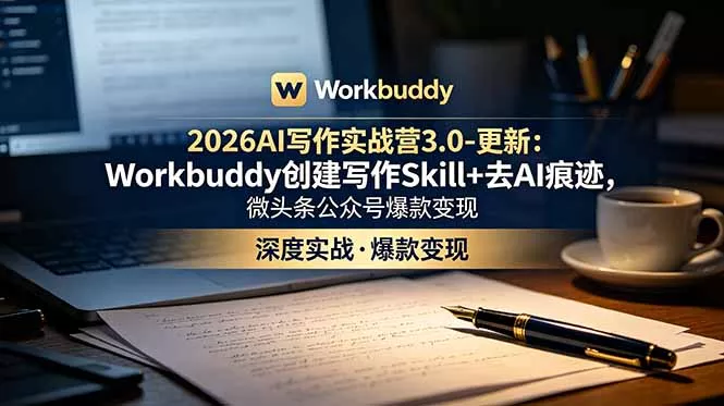 2026AI写作实战营3.0-更新：Workbuddy创建写作Skill+去AI痕迹，微头条公众号爆款变现-易创网